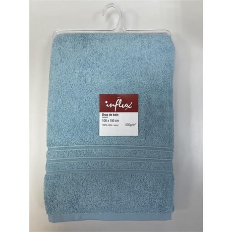 Influx drap de bain 100x150cm uni bleu clair 500g