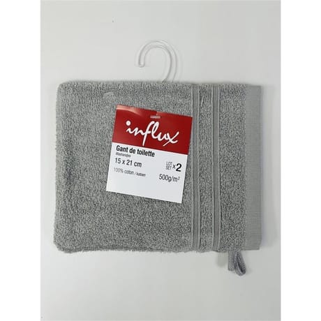 Influx gant de toilette 15x21cm 500g gris clair