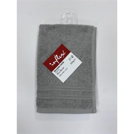 Influx serviette invité 30x50cm uni 500g gris clair lot de 2
