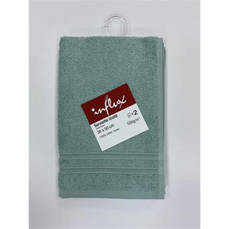 Influx serviette invité 30x50cm uni vert jade lot de 2