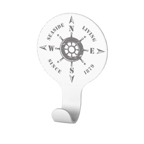 Patère ronde adhesive avec crochet imprimé marin
