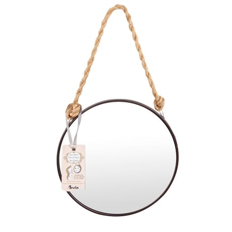Miroir rond en métal à suspendre avec corde dimension 20x6cm