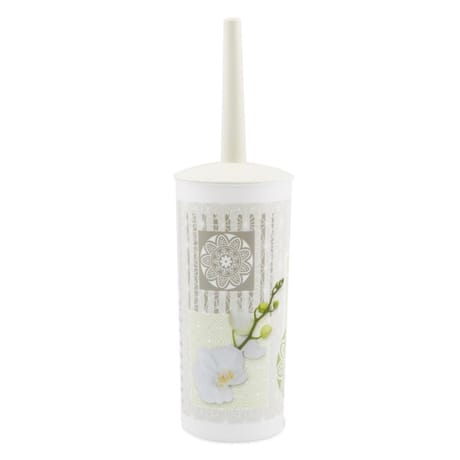 Pot a balai avec brosse white orchid plastique