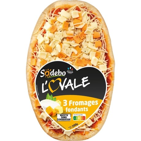 Sodebo pizza l'ovale 3 fromages fondants 200g