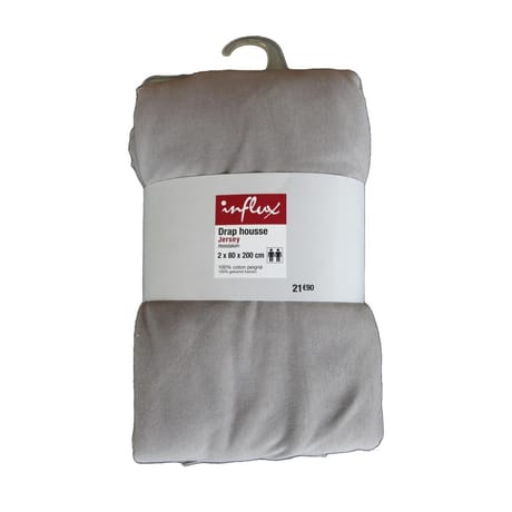 Influx drap housse 2x80x200 jersey gris
