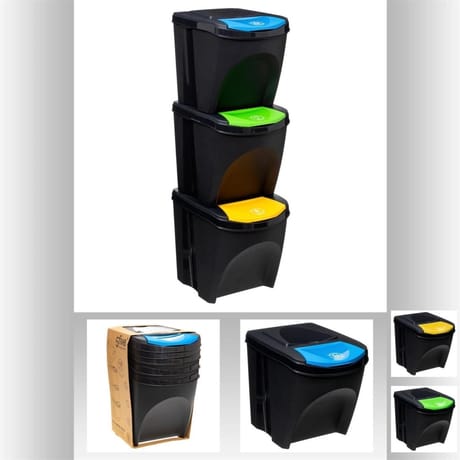 Poubelles x3 25l de tri selection empilables