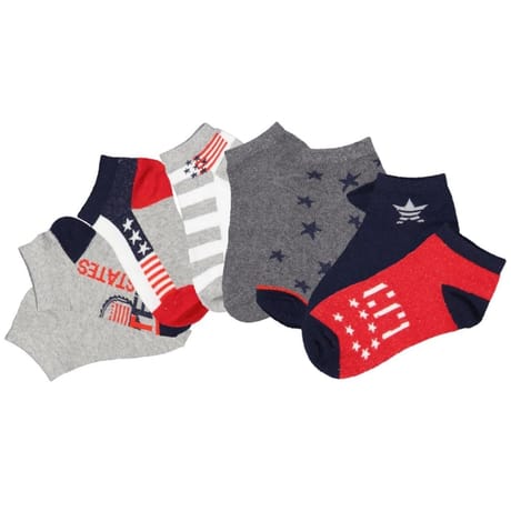 8 paires de socquettes ultra courtes fantaisies garçon GRIS/MARINE/ROUGE 36\40