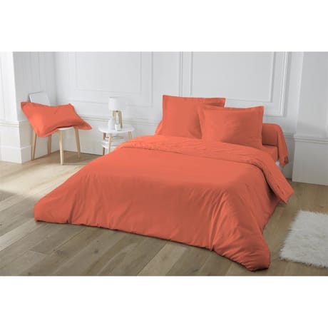 Taie d'oreiller 65X65 uni terracota percale