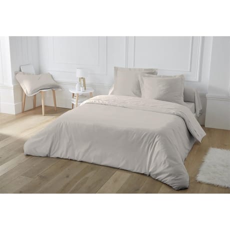 Housse de couette 200x200 uni gris clair percale