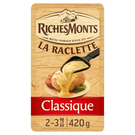 RichesMonts raclette 16 tranches tranchettes classique 26%mg 420g