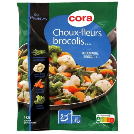 Cora poêlée de choux-fleurs brocolis haricots verts carottes enrobés 1kg