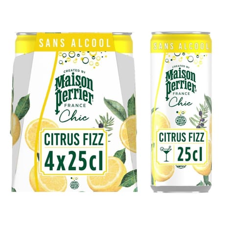 Maison perrier chic citrus fizz boisson gazeuse sans alcool 4x25cl