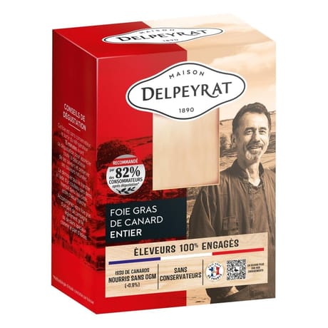 Delpeyrat foie gras de canard entier origine France 100% engagé - barquette 270g