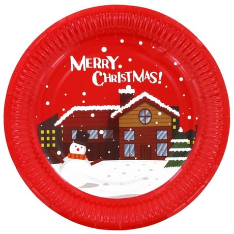 Assiettes carton x10 noel rouge