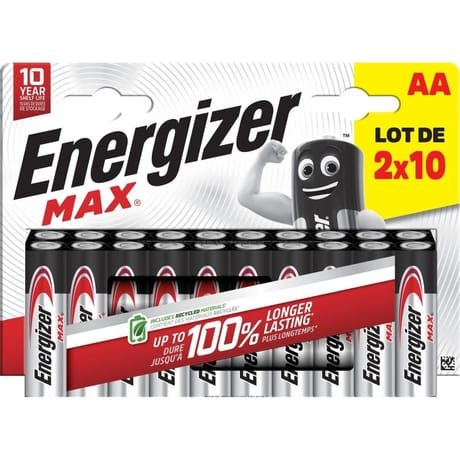 Energizer piles max alcalines AA pack de 2x10