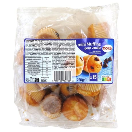 Cora mini muffin gout vanille et pépites de chocolat 225g
