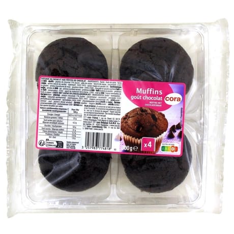 Cora muffins cacao aux pepites de chocolat 300g
