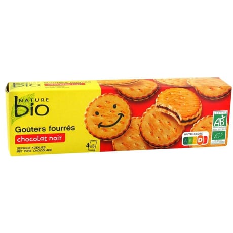 Nature bio goûter fourré rond chocolat noir bio 185g