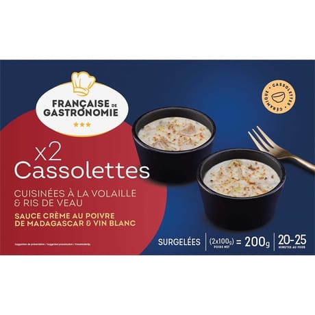 Fdg 2 cassolettes volaille ris de veau 200g