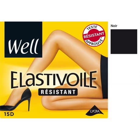Collant transparent résistant élastivoile 15D Well NOIR T2