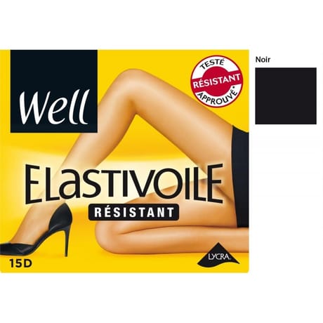 Collant transparent résistant élastivoile 15D Well NOIR T3