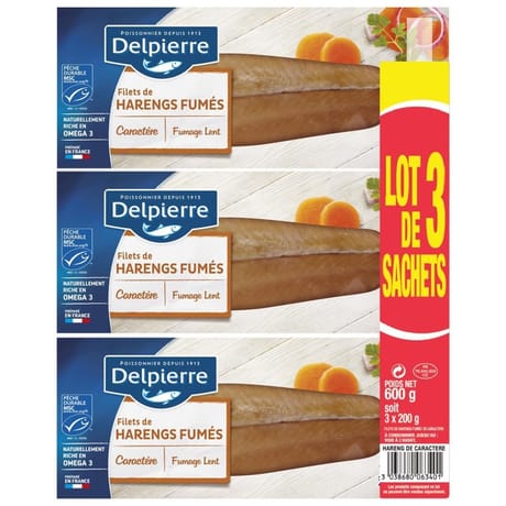 Delpierre filets de harengs fumés au bois de hêtre 600g