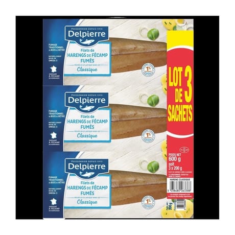 Delpierre filets de harengs fumés au bois de hêtre 600g