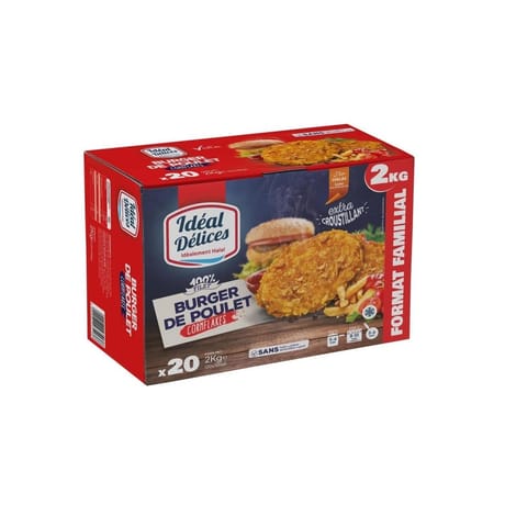 Idéal Délices Burger de poulet cornflakes 2Kg