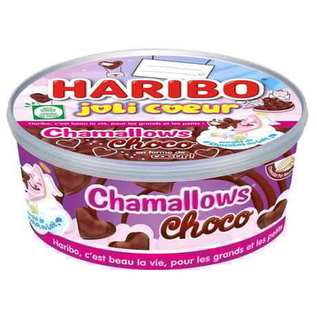 Haribo boîte chamallows chocolat joli coeur 280g