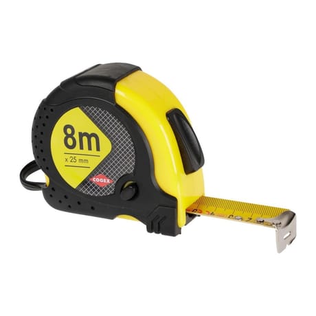 Mètre ruban 8 m x 25 mm bimatière 2 stop