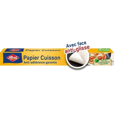 Albal papier cuisson en feuilles anti-adhérence face anti-glisse x 16 feuilles