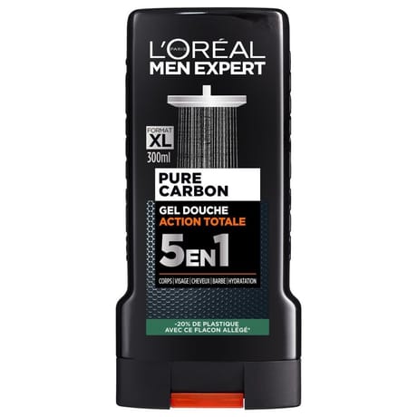 Men expert gel douche carbone 5en1 action totale total clean 300 ml