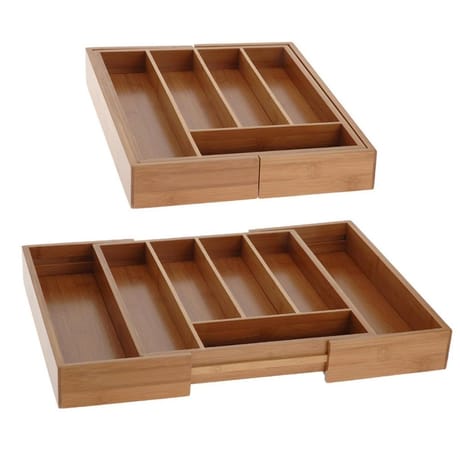 Range couverts extensible en bambou 5/7 cases 28.5-47.5x33.5x5cm