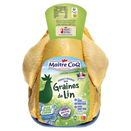 Maître Coq poulet jaune certifié BBC nourri aux graines de lin