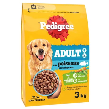 Pedigree adulte croquettes aux poissons et aux légumes pour chien 3kg