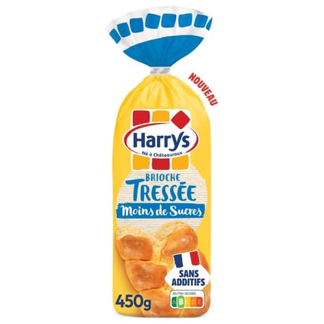 Harrys brioche tressée nature moins de sucres sans additifs 450g