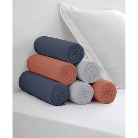 Drap housse microfibre lavée 160x200cm gris marine corail