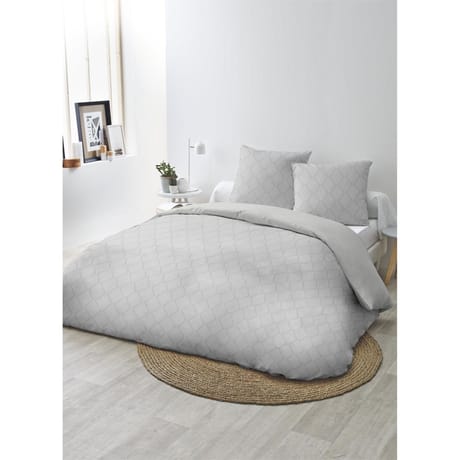 Parure housse de couette 200x200cm + 2 taies 63x63cm tuftee petits losange