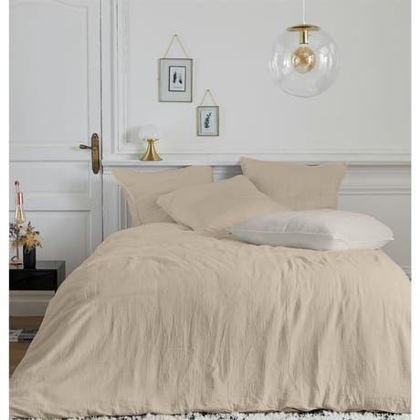 Parure housse de couette 240x220cm + 2 taies 63x63cm gaze de coton lin