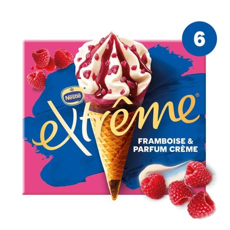 Extrême 6 cônes framboise & parfum crème 417g