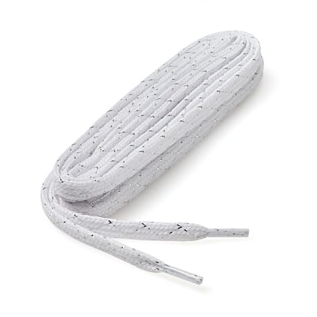 Lacet plat blanc argent 120cm De Clermont