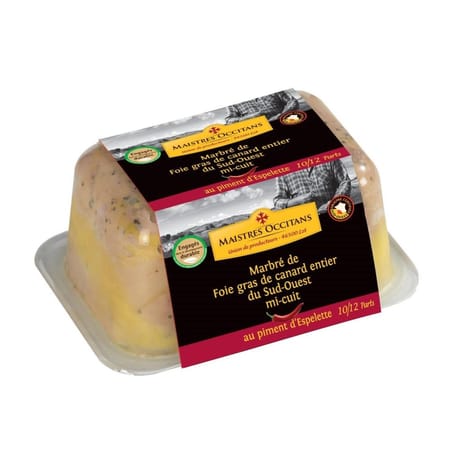 Maistres occitans foie gras de canard entier du sud ouest au piment d'espelette 500g