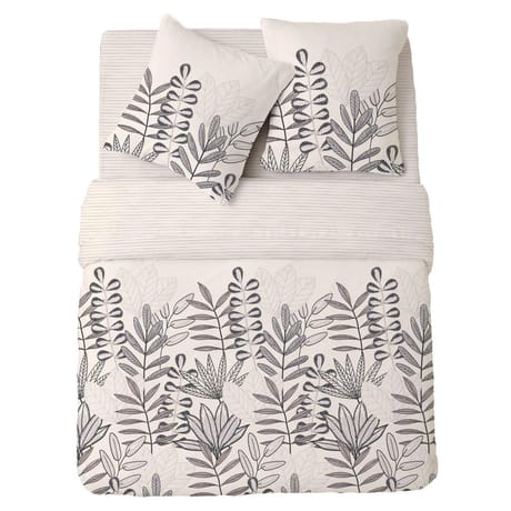 Parure drap plat 240x290cm + drap housse 140cm + 2 taies 63x63cm végétation