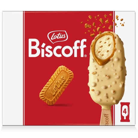 Lotus biscoff 4 bâtonnets spéculoos chocolat blanc 360ml 284g