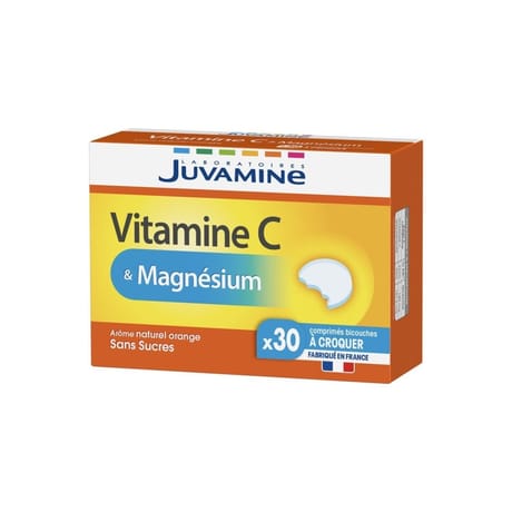 Juvamine vitamine C et magnésium 30 comprimés à croquer 68g