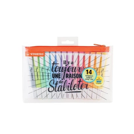 Stabilo trousse 4 surligneurs swing pastel 100% pastel