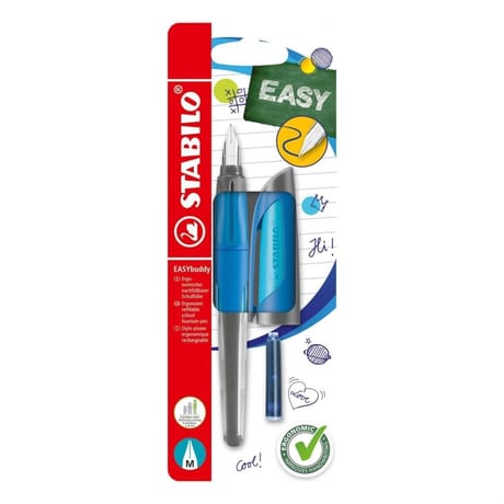 1 stabilo easybuddy plume m  turquoise/bleu