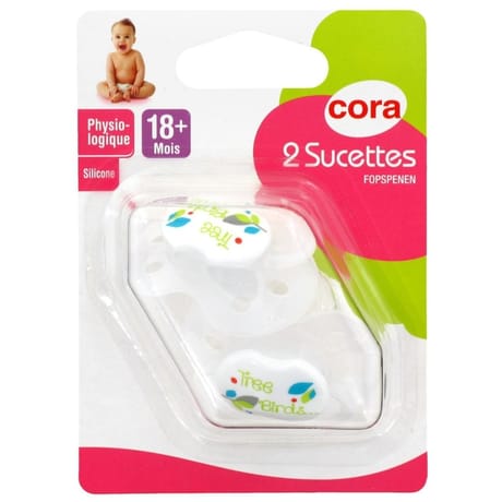 2 sucettes physiologiques +18 mois silicone tree birds Cora