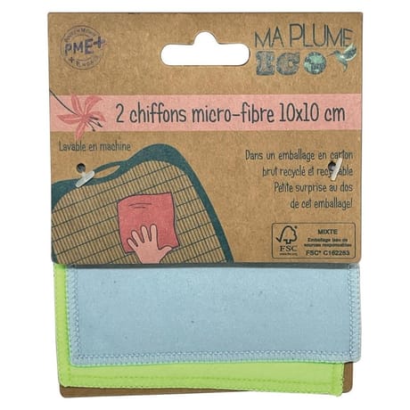 Header 2 chiffons microfibre 10x10cm 2 couleurs
