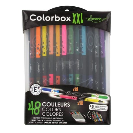 Colorbox xxl 12 crayons bicolores triangulaire + 12 feutre bic